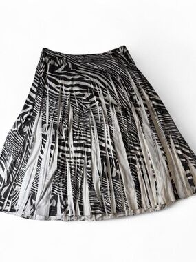 Cato Black and White Zebra-Print Pleated A-Line Skirt